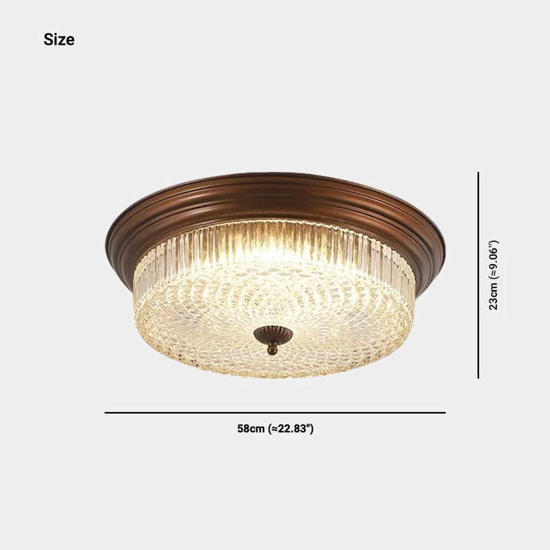 Flush Mount Ceiling Light Mid-century Vintage Round Glass