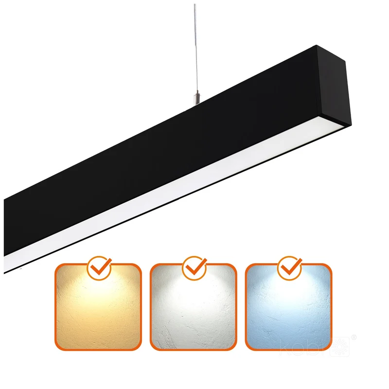 LED Linear Pendelleuchte | Bürolampe | Schwarz | 120cm | 40W | Einstellbare CCT-Lichtfarbe | KOLINE