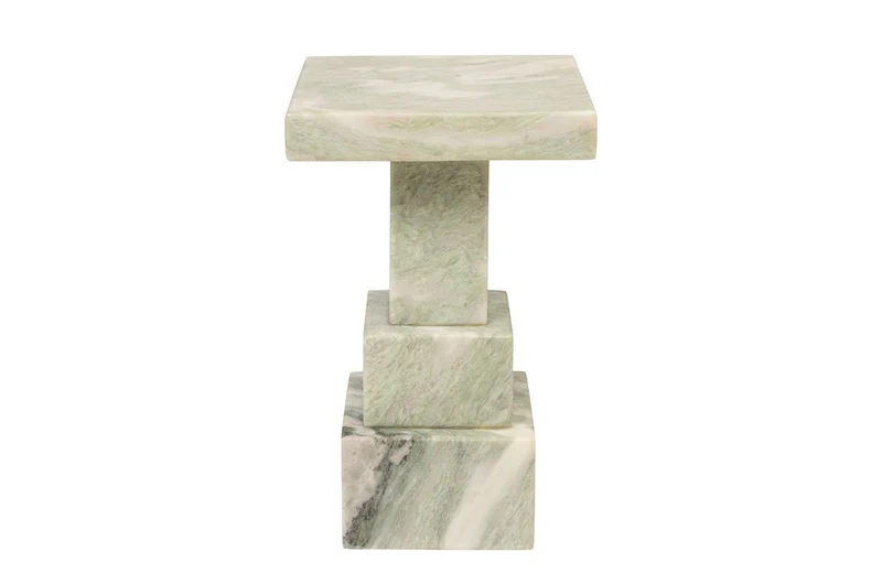 Casa Padrino Luxus Marmor Beistelltisch Grün 30,5 x 30,5 x H. 48,5 cm - Massiver Sockel Beistelltisch aus hochwertigem Indian Green Onyx - Luxus Möbel