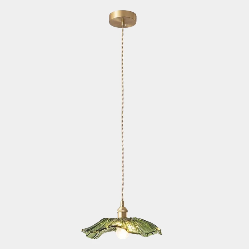 Pendant Light / Ceiling Light Glass Flower Lotus Leaf Brass, Green