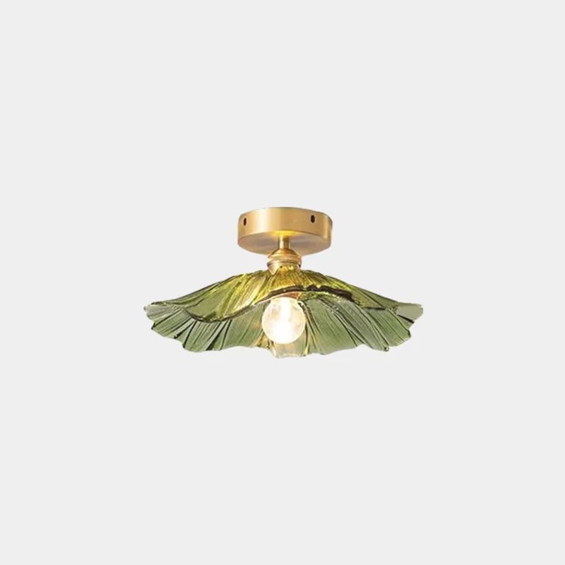 Pendant Light / Ceiling Light Glass Flower Lotus Leaf Brass, Green
