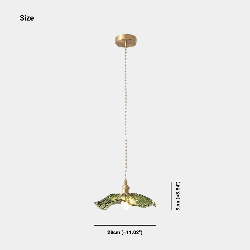 Pendant Light / Ceiling Light Glass Flower Lotus Leaf Brass, Green