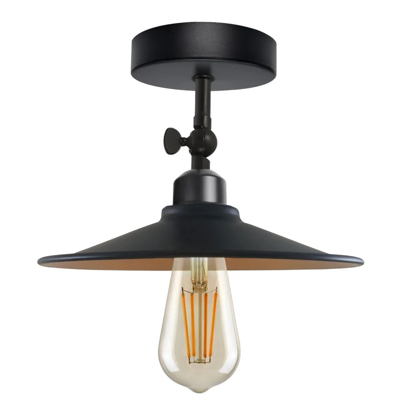 Industrial Flush Mount Deckenlampe Schwarz Retro Metall ~3727