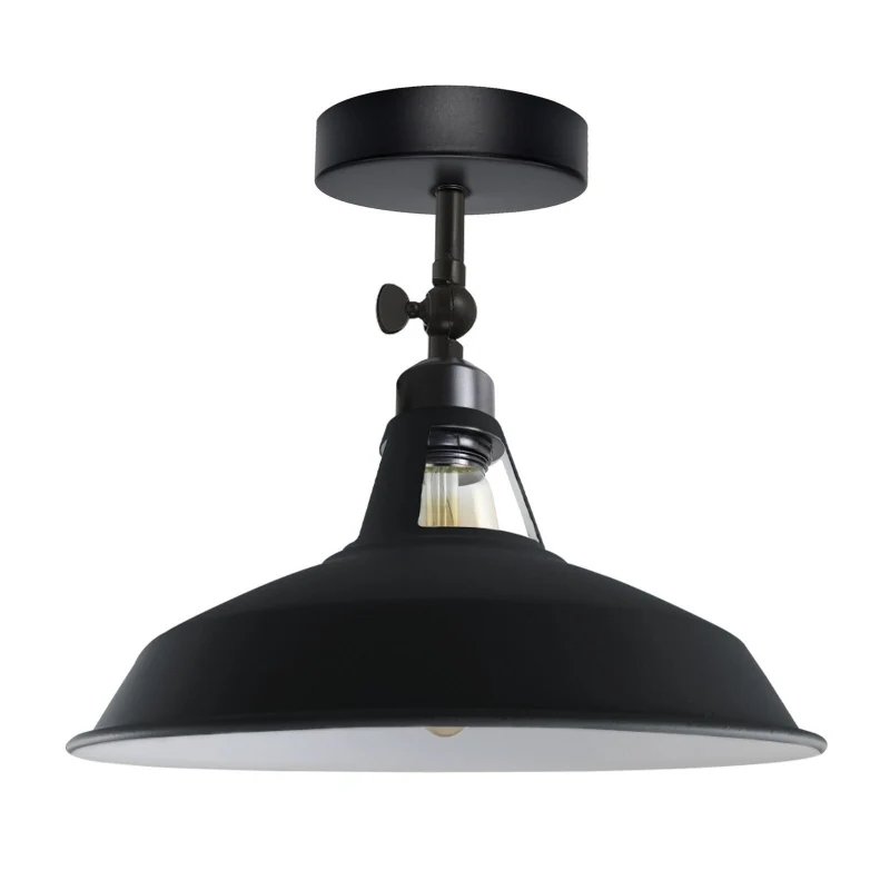 Industrial Flush Mount Deckenlampe Schwarz Retro Metall ~3727