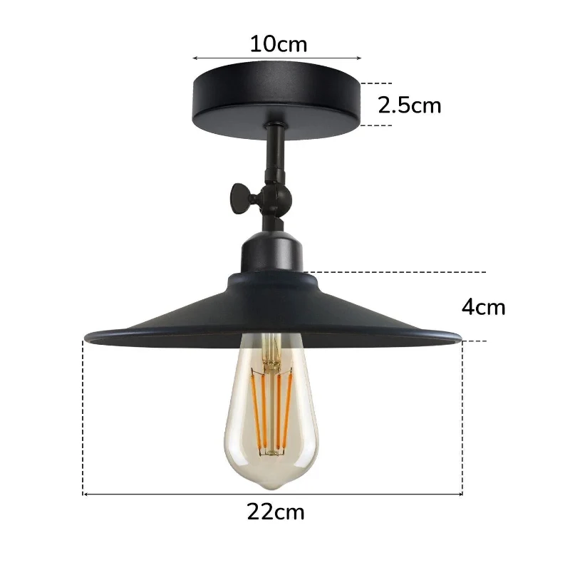 Industrial Flush Mount Deckenlampe Schwarz Retro Metall ~3727