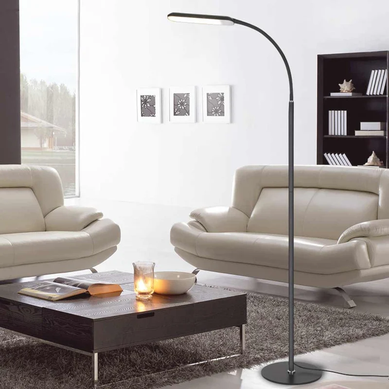 Floor Lamp Modern Arc Dimmable LED, Black / White