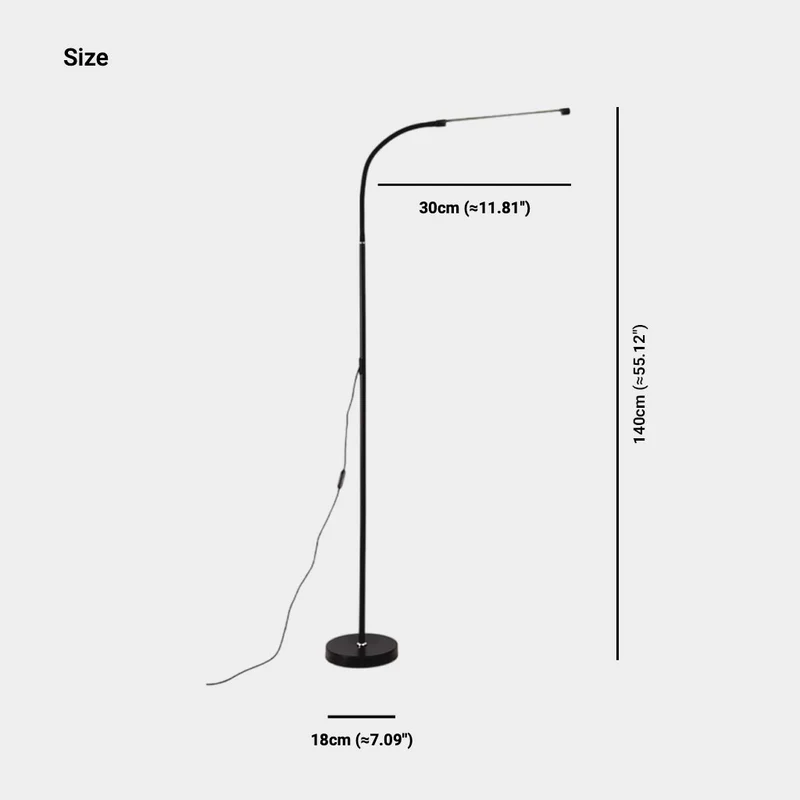 Floor Lamp Minimalist Slim LED Dimmable for Study, Black