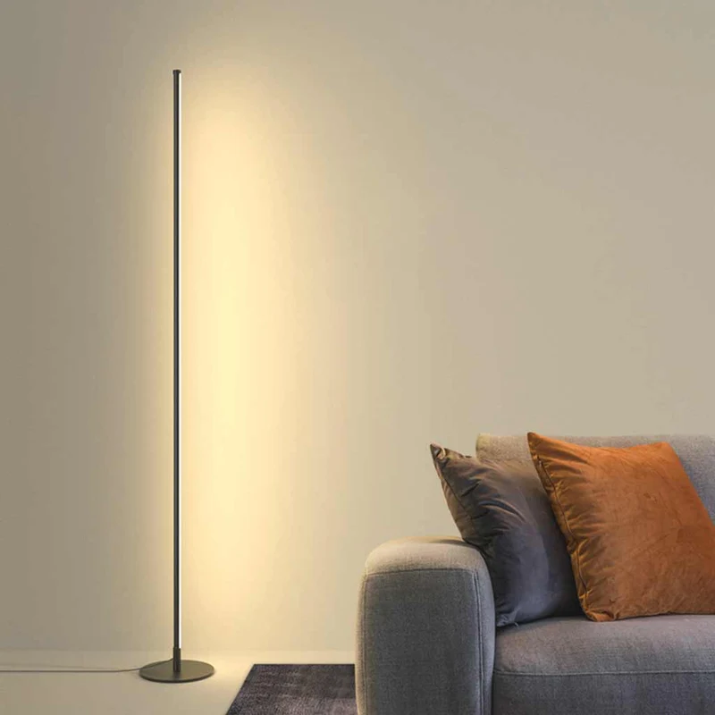 Floor Lamp Minimalist Slim Linear Dimmable LED, Black / White