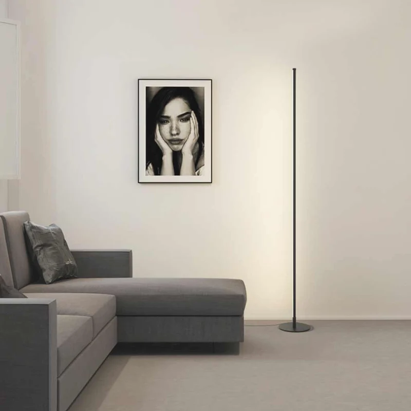 Floor Lamp Minimalist Slim Linear Dimmable LED, Black / White