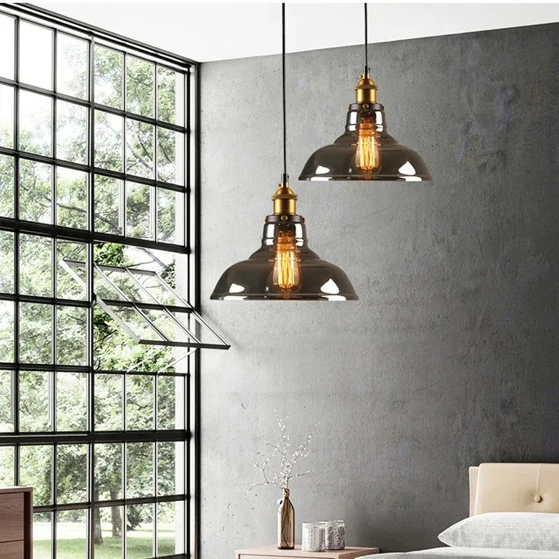 Hängelampe aus Rauchglas für Wohnzimmer und Schlafzimmer – Ornelica