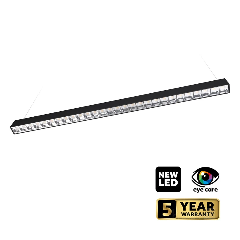 LED Linear Pendelleuchte | Bürolampe | Schwarz | 120cm | 20W-30W-40W | UGR19 | Einstellbare CCT-Lichtfarbe