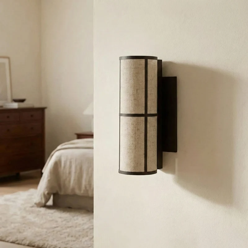 Vintage Stoff-Wandleuchte für Schlafzimmer – Zénitude
