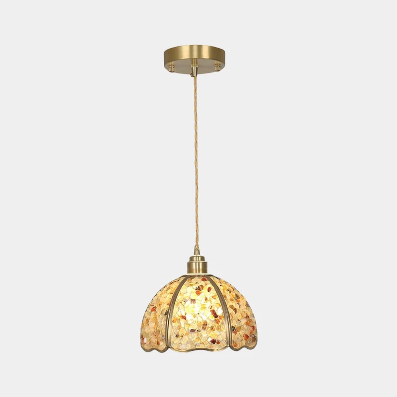 Pendant Light French Brass Colorful Crystal Dome