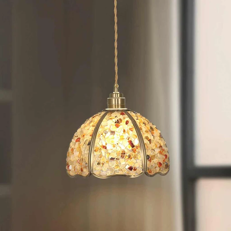Pendant Light French Brass Colorful Crystal Dome
