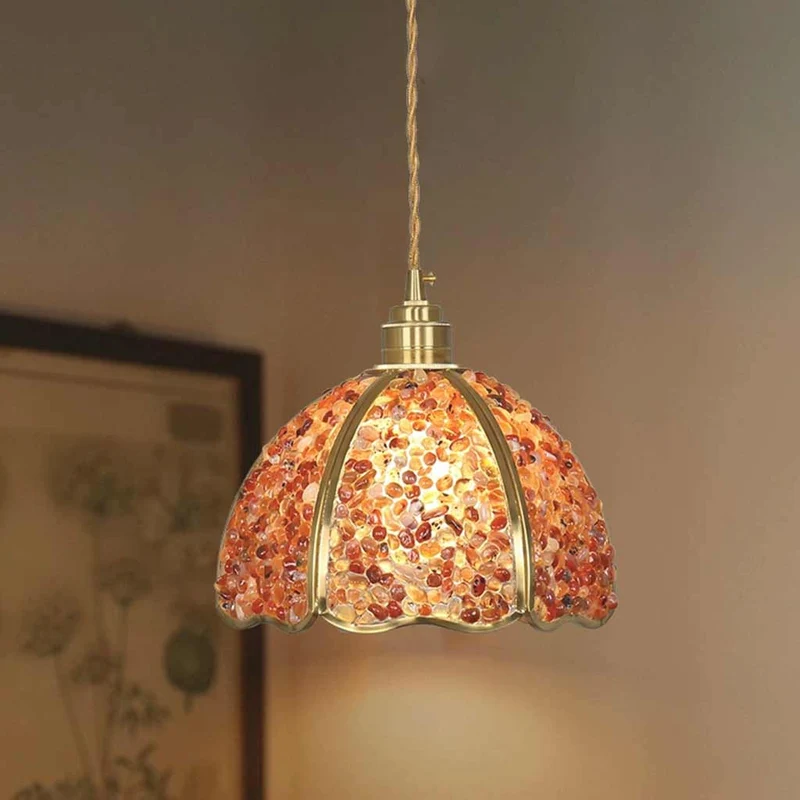 Pendant Light French Brass Colorful Crystal Dome