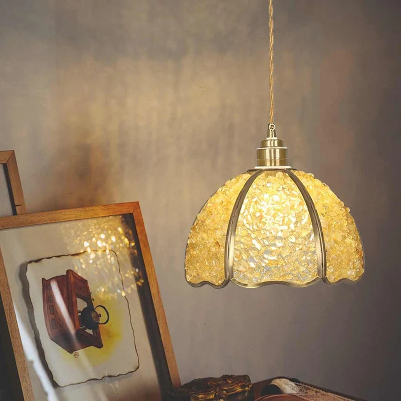 Pendant Light French Brass Colorful Crystal Dome