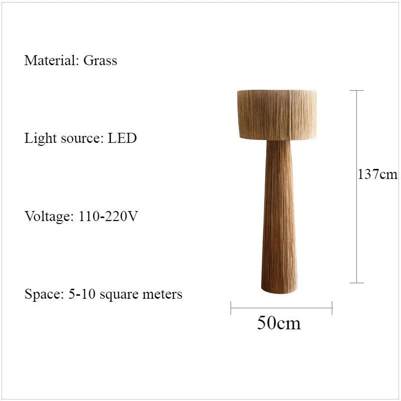 Geflochtene Stehlampe aus Rattan im japanischen Stil – Kansora