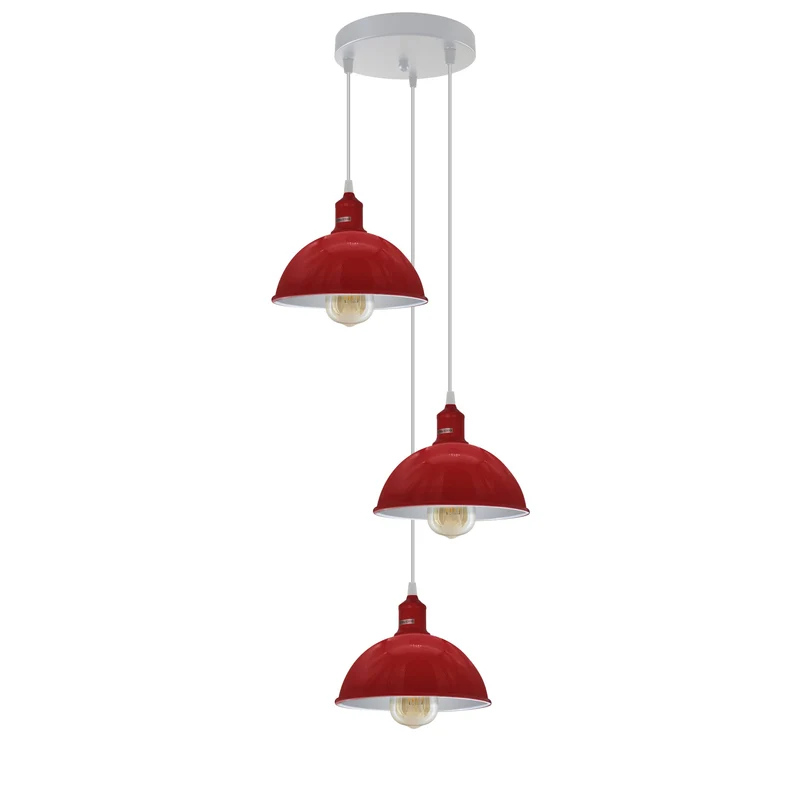 3 Cluster Pendelleuchte Metall Farben Halbkugel Hängelampe E27 - Ø 21cm ~3707