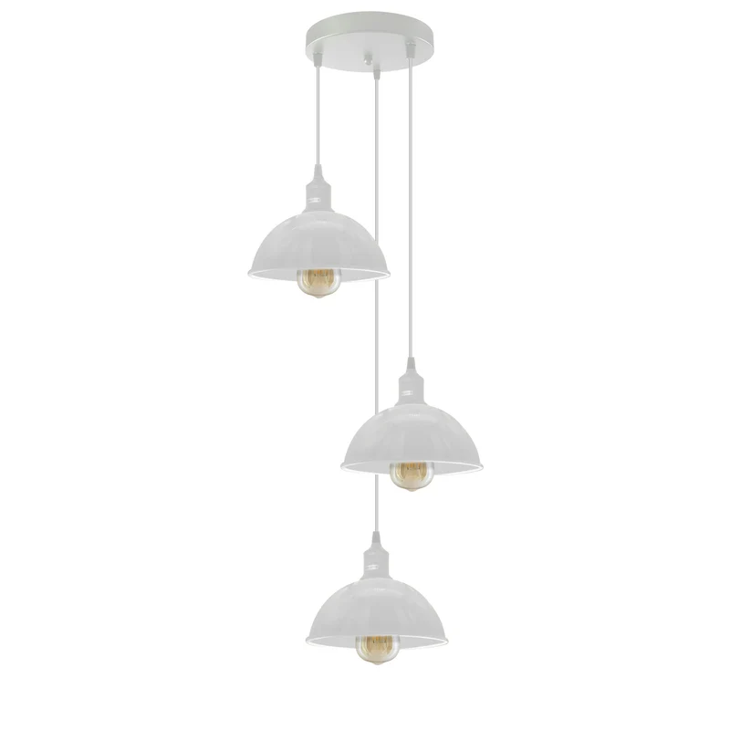 3 Cluster Pendelleuchte Metall Farben Halbkugel Hängelampe E27 - Ø 21cm ~3707