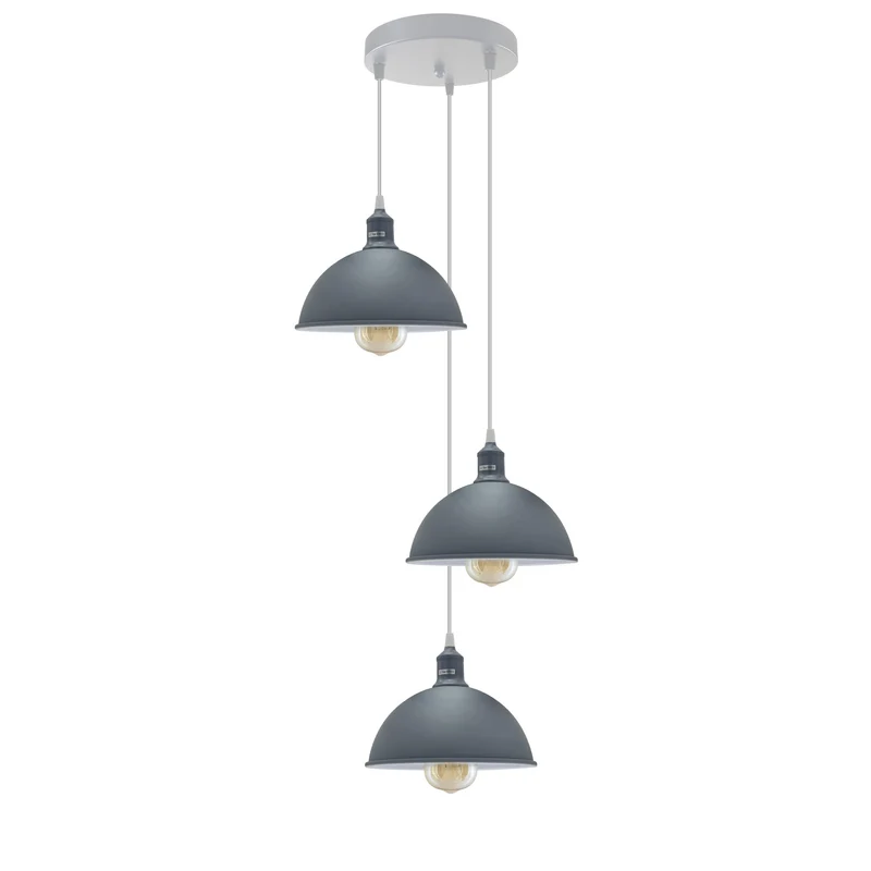3 Cluster Pendelleuchte Metall Farben Halbkugel Hängelampe E27 - Ø 21cm ~3707