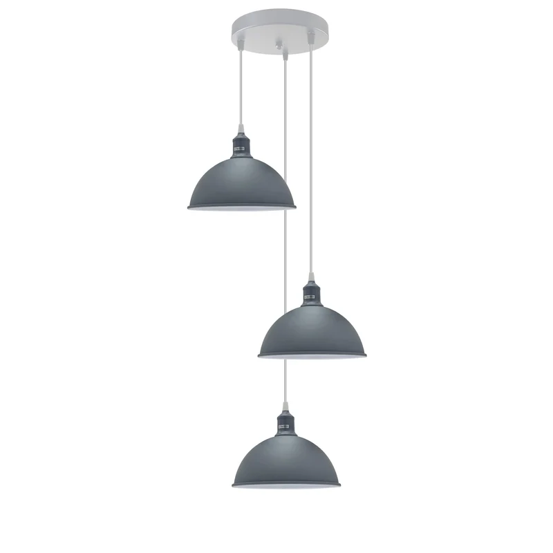 3 Cluster Pendelleuchte Metall Farben Halbkugel Hängelampe E27 - Ø 21cm ~3707