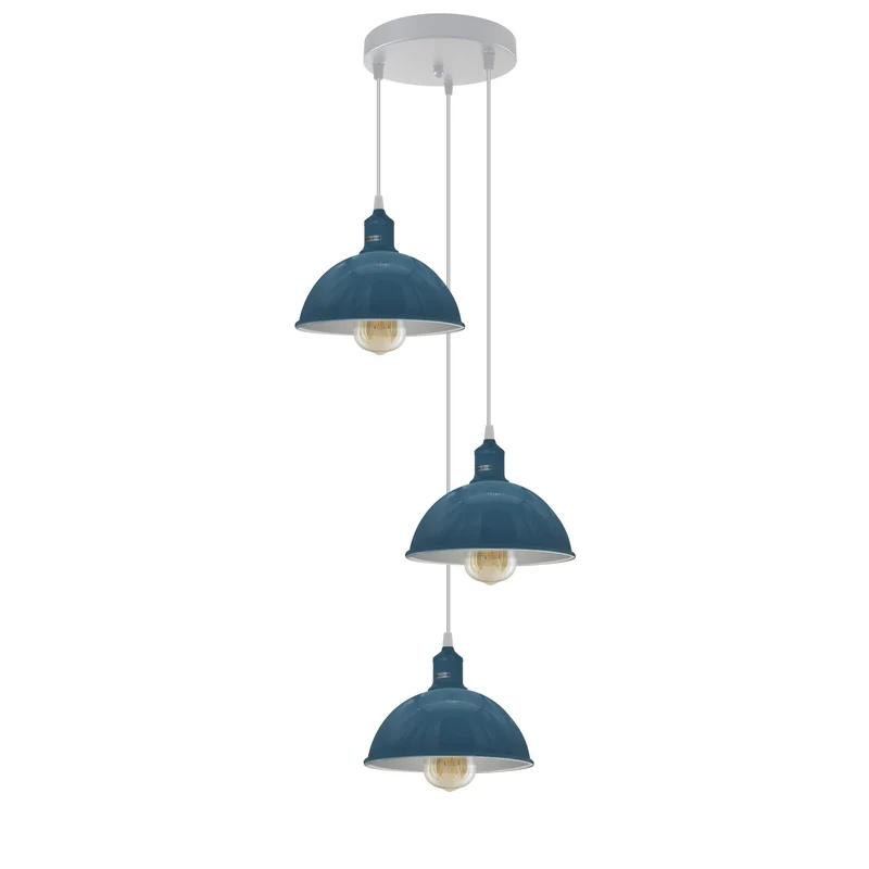 3 Cluster Pendelleuchte Metall Farben Halbkugel Hängelampe E27 - Ø 21cm ~3707