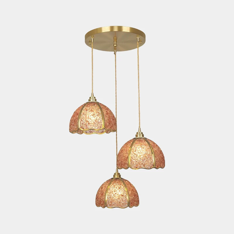 Pendant Light Luxury Brass Crystal 3-Light Dome Multi Color
