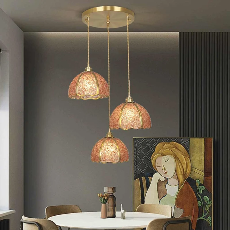 Pendant Light Luxury Brass Crystal 3-Light Dome Multi Color