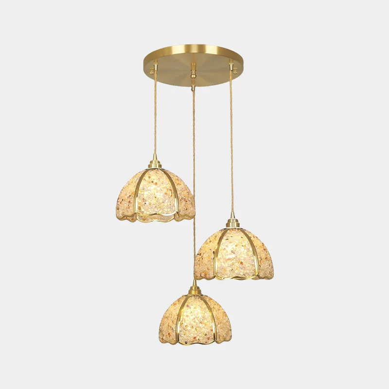 Pendant Light Luxury Brass Crystal 3-Light Dome Multi Color