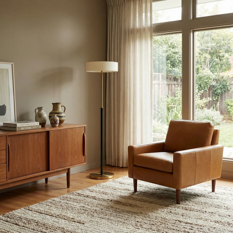 Stehlampe aus Glas und Holz für Wohnzimmer – Armonilleu