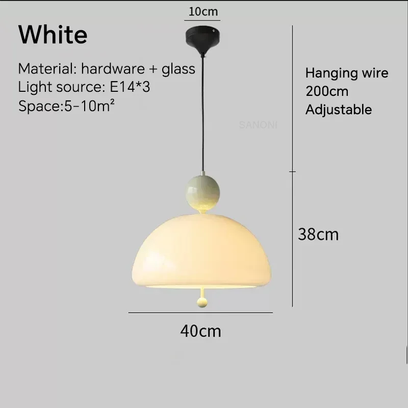 Moderne Hängeleuchte aus cremefarbenem Glas für Schlafzimmer und Arbeitszimmer – Célorion