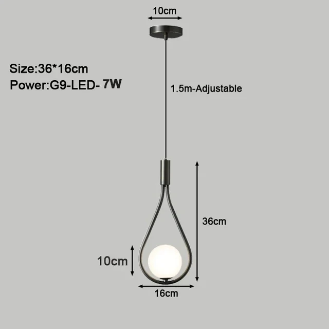 Schwarze Hängelampe aus mattem Glas für Schlafzimmer – Novaline