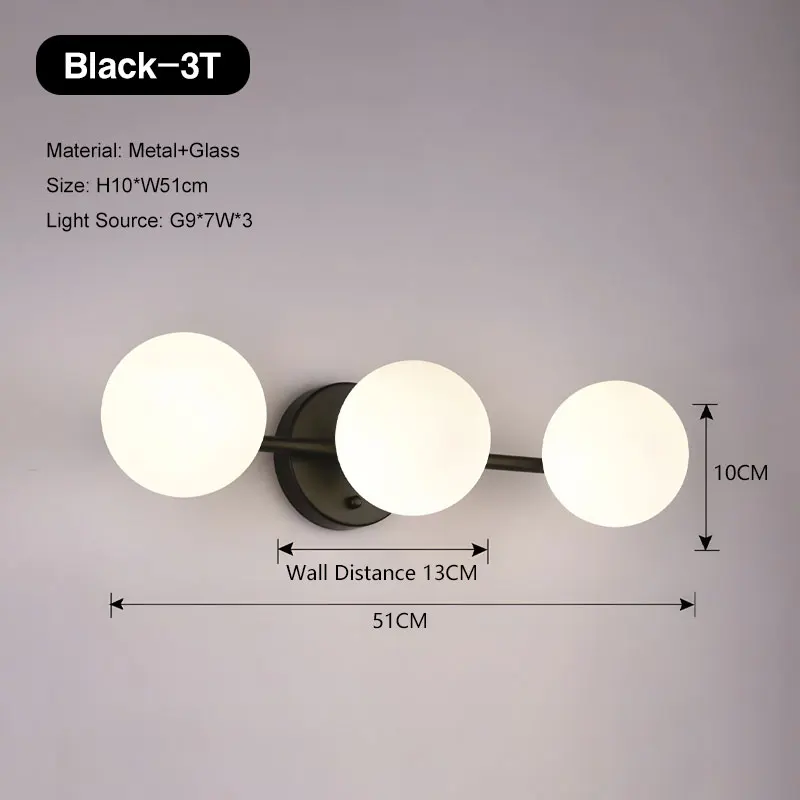 LED-Wandleuchte aus schwarzem Metall für Schlafzimmer – Nova