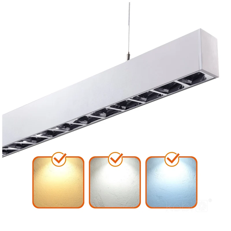 LED Linear Pendelleuchte | Bürolampe | Weiß | 120cm | 30W | UGR <19 | Einstellbare CCT-Lichtfarbe