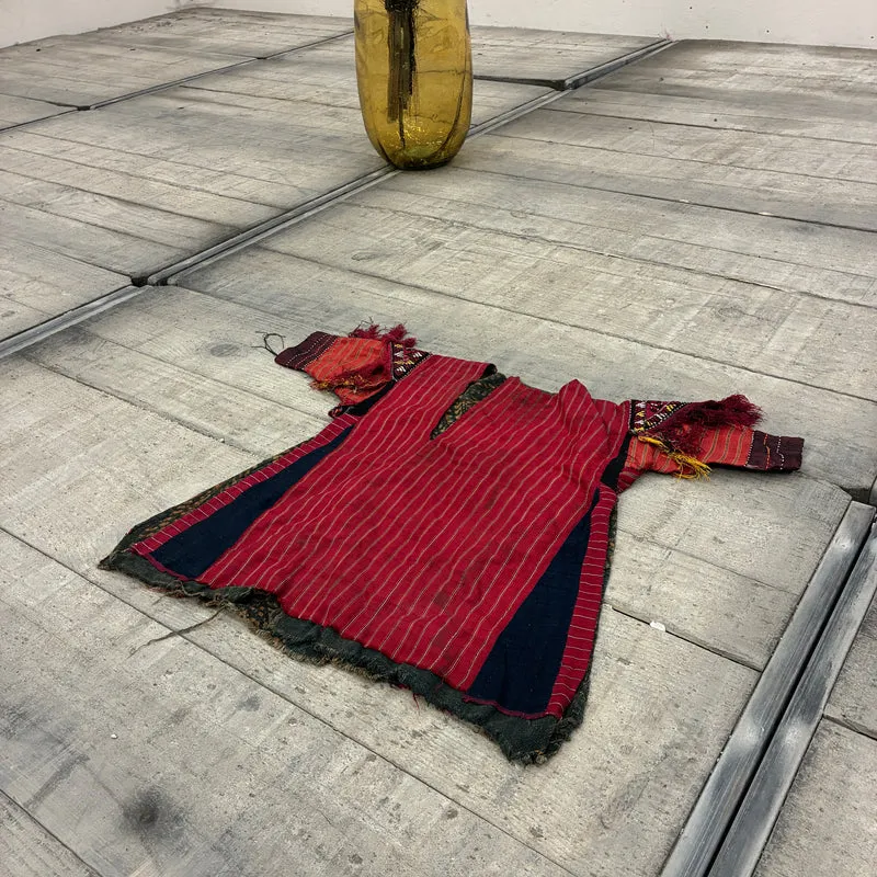 Orientalisches Gewand Wandbehang Kleid Tunika Rot Gestrift Gebraucht