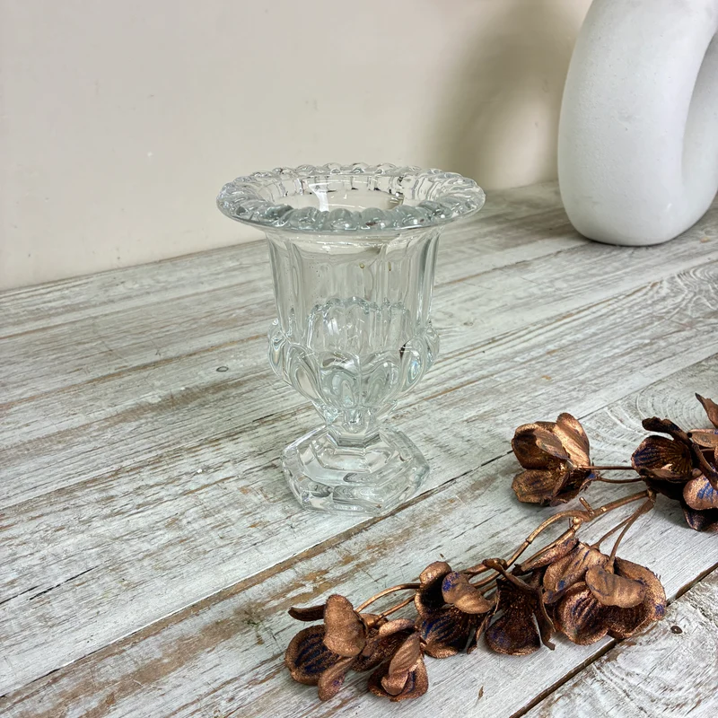 Glasvase Pressglas Pokalform Windlicht Klarglas Transparent Vase Gefäß Gebraucht