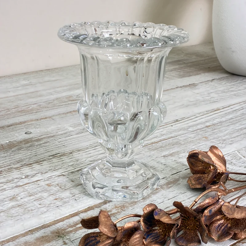 Glasvase Pressglas Pokalform Windlicht Klarglas Transparent Vase Gefäß Gebraucht