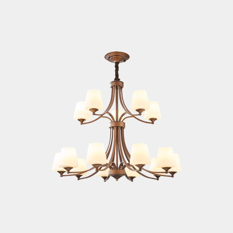 Chandelier Grand Long Tiered Glass Cup for High Ceiling