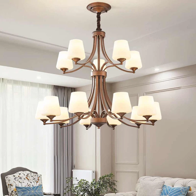 Chandelier Grand Long Tiered Glass Cup for High Ceiling