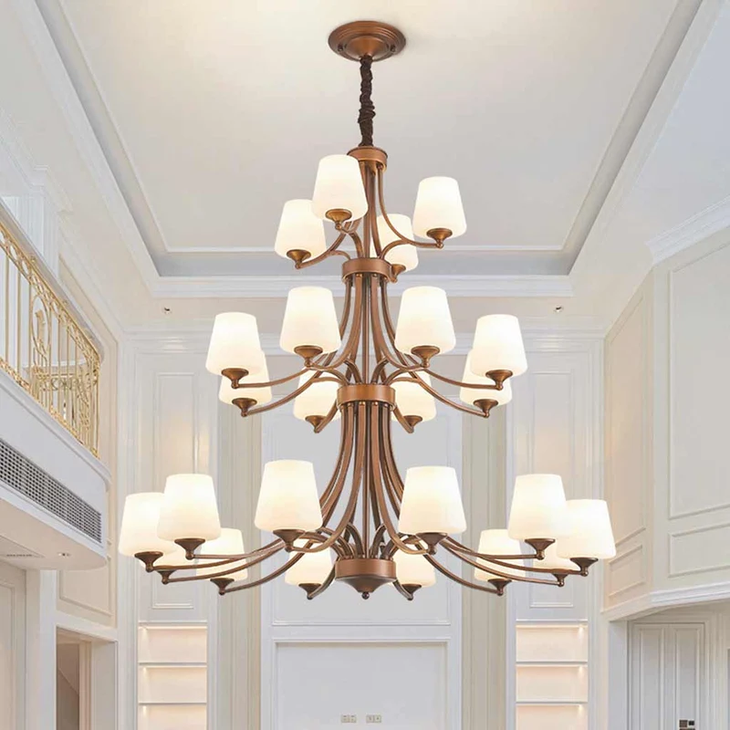 Chandelier Grand Long Tiered Glass Cup for High Ceiling
