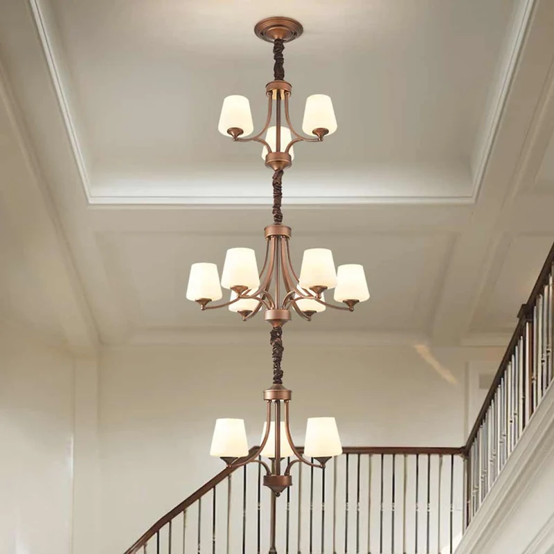 Chandelier Grand Long Tiered Glass Cup for High Ceiling
