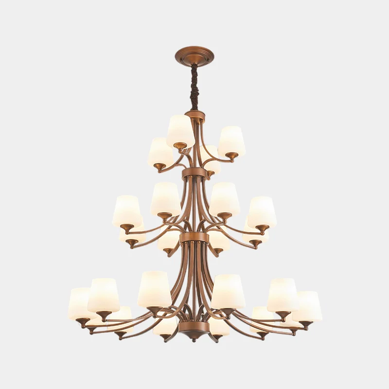 Chandelier Grand Long Tiered Glass Cup for High Ceiling
