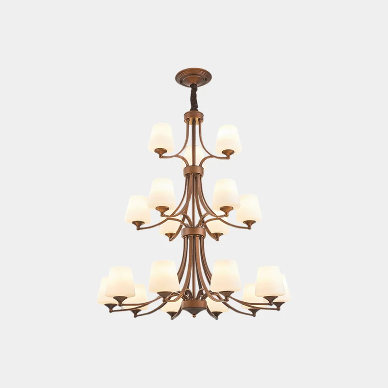 Chandelier Grand Long Tiered Glass Cup for High Ceiling