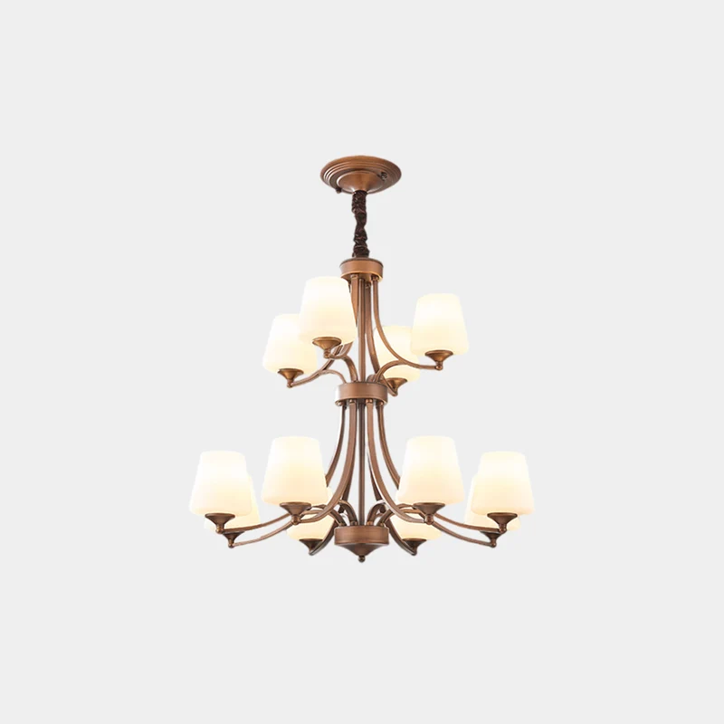 Chandelier Grand Long Tiered Glass Cup for High Ceiling