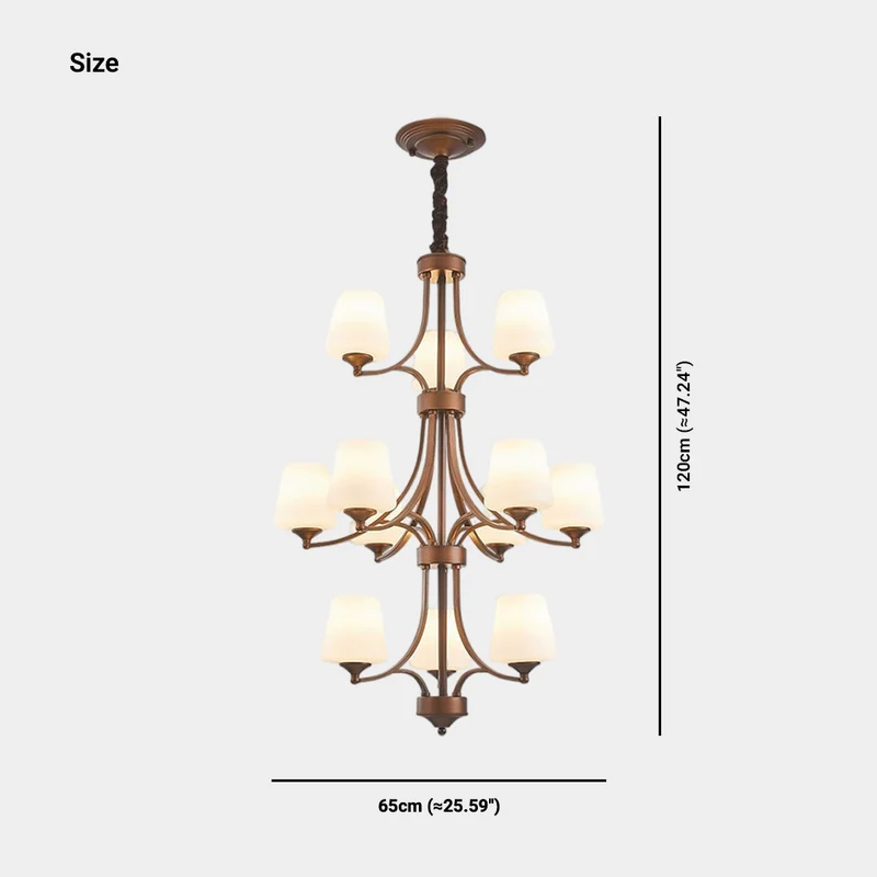 Chandelier Grand Long Tiered Glass Cup for High Ceiling