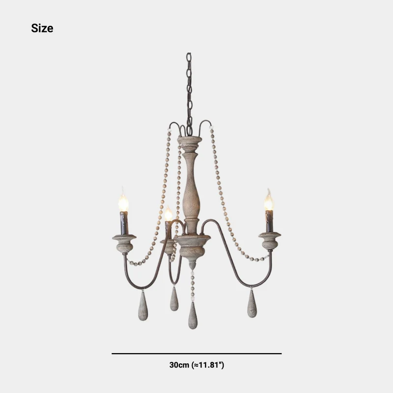 Chandelier Vintage Wood Iron Bead Candle with Tassel