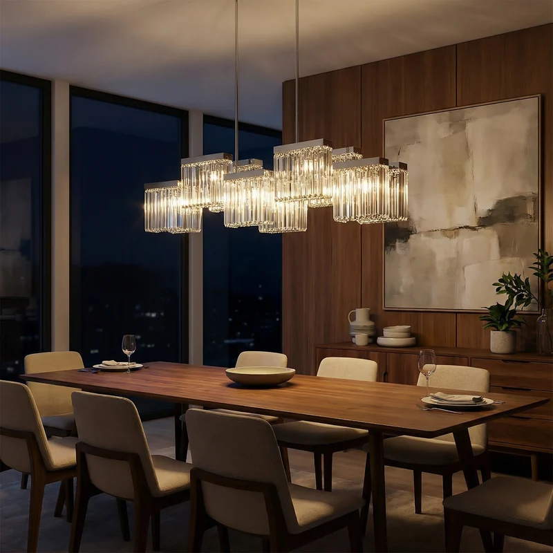 Moderne Kristall Pendelleuchte E14 für Esszimmer – Crystarène