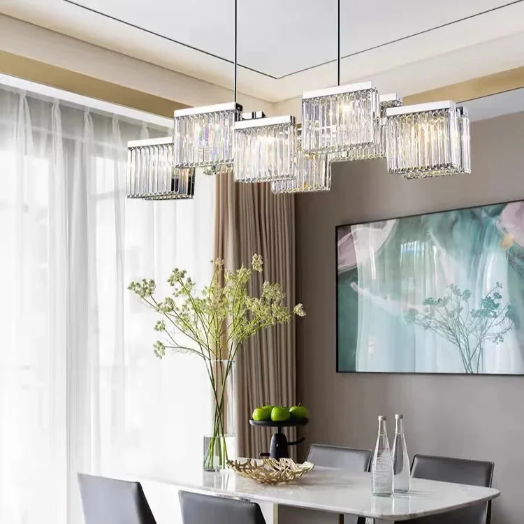 Moderne Kristall Pendelleuchte E14 für Esszimmer – Crystarène