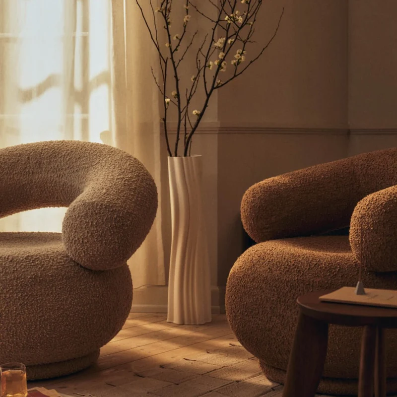 Sessel Orbo Loungechair - Raw Bouclé - Tan - Ferm Living