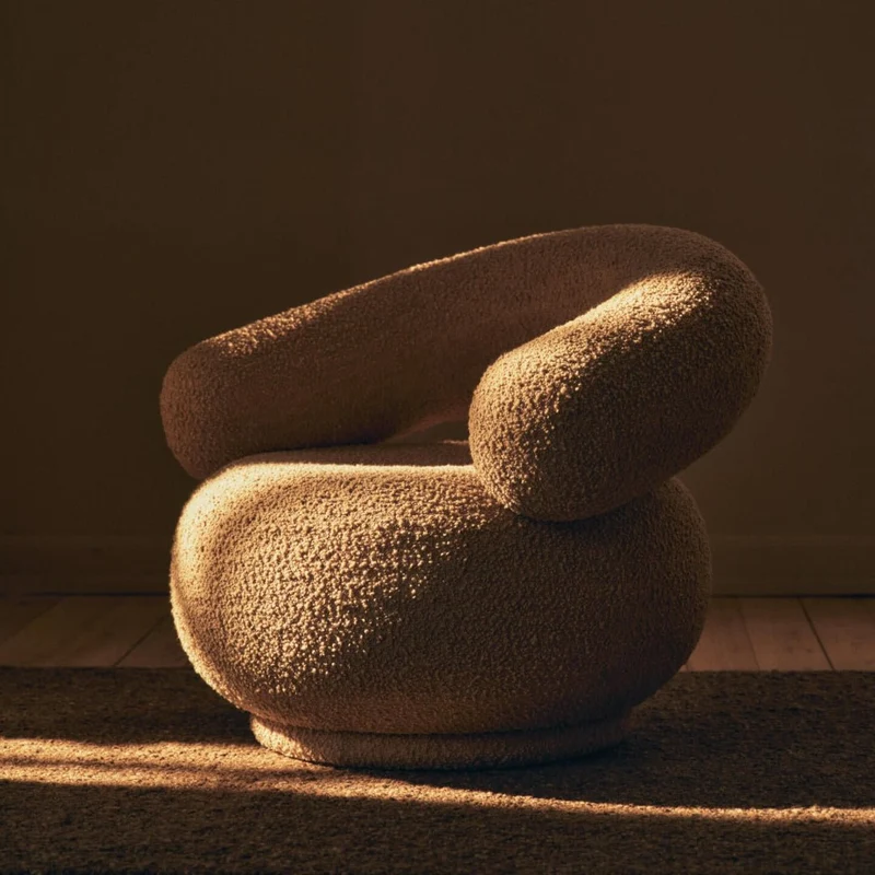 Sessel Orbo Loungechair - Raw Bouclé - Natural - Ferm Living